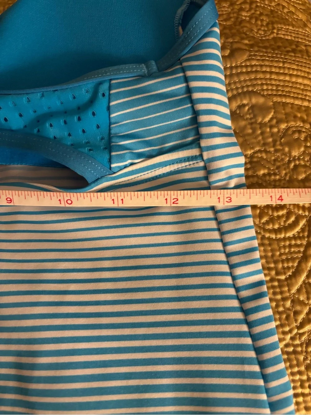 Women’s NWT NIKE Blue Striped Tankini Racer back Top W/Built-In Bra Size Small
